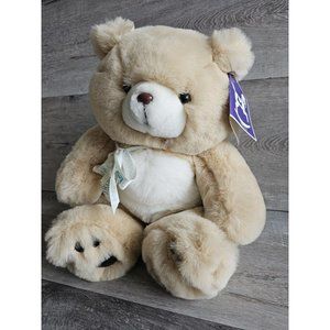 Vintage Large Fao Schwartz Cuddle With Bear Tan with Bow W Tags!